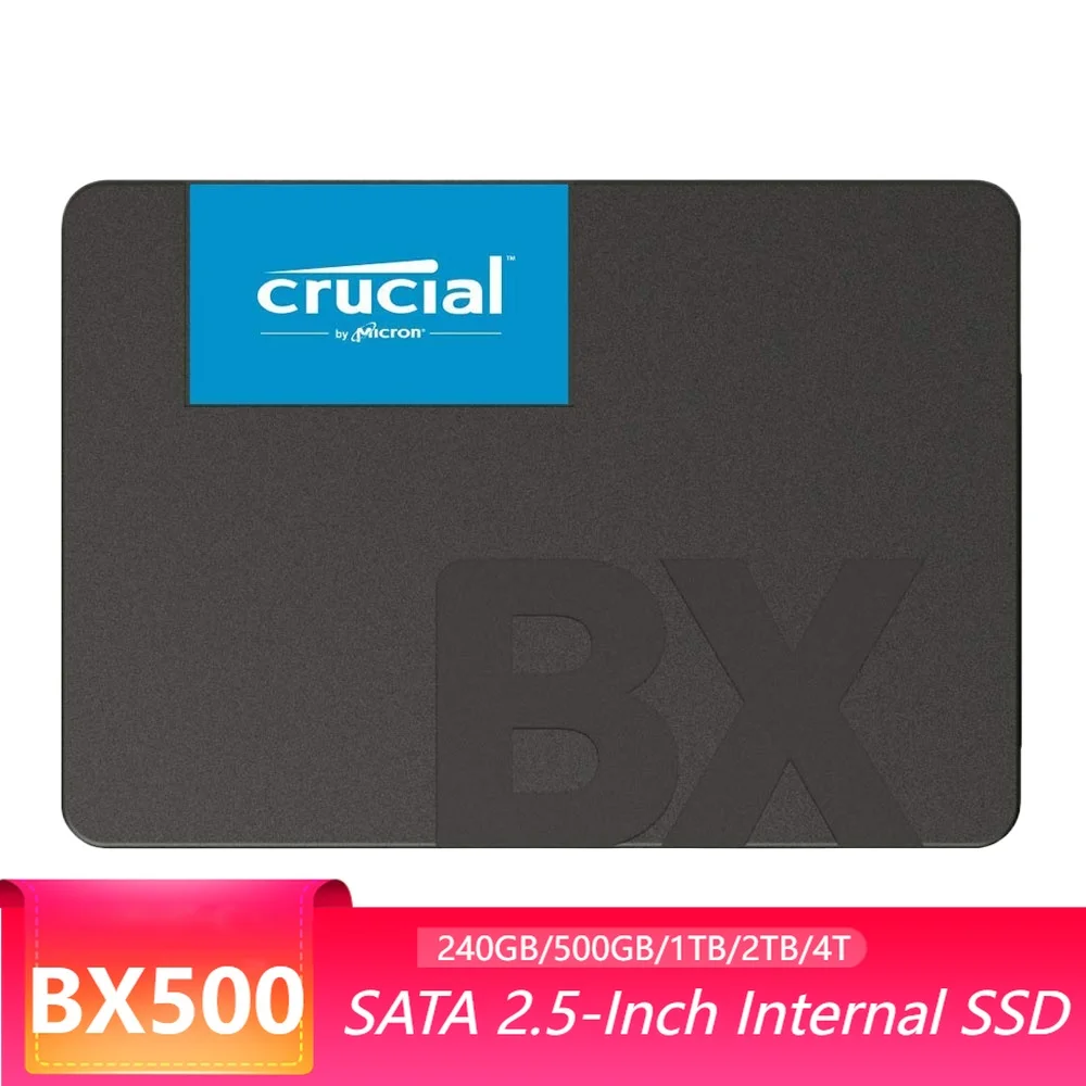 محرك الأقراص الصلبة Crucial BX500 SATA SSD 240GB 500GB 1TB 2TB 2.5 بوصة ثلاثي الأبعاد NAND محرك الأقراص الصلبة الداخلي SSD للكمبيوتر المحمول وسطح المكتب (الكمبيوتر الشخصي) محرك الحالة الصلبة