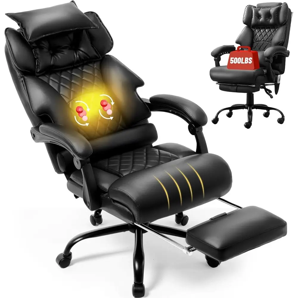 

Роскошное офисное кресло с 3D-массажем и подставкой для ног, идеально подходит для высоких и крупных людей, выдерживает до 500 фунтов, эргономичное кресло для тяжелых пользователей.