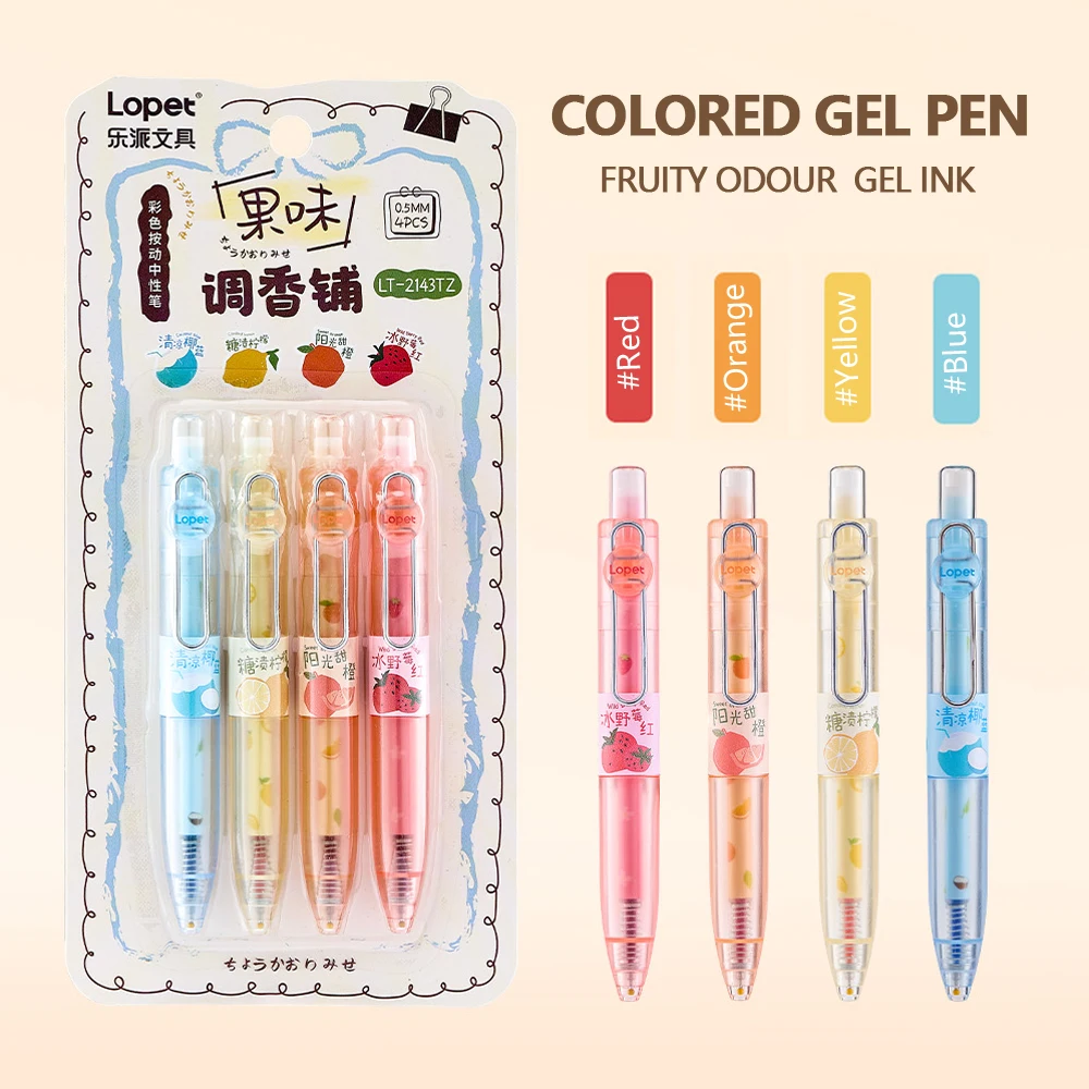 

4 шт./компл., креативные цветные гелевые ручки с фруктовым наклоном, 0,5 мм, портативные короткие карманные ручки для школы, офиса, канцелярские принадлежности для заметок