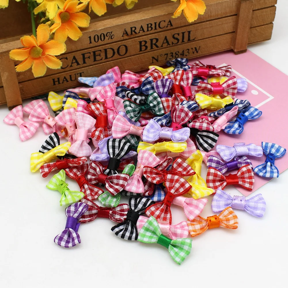 50 or 100pcs 15mm-30mm Small Satin Ribbon Bow Satin Ribbon Bowknot Ribbon Bow Flower Tie Appliques Scrapbooking Crafts Wedding