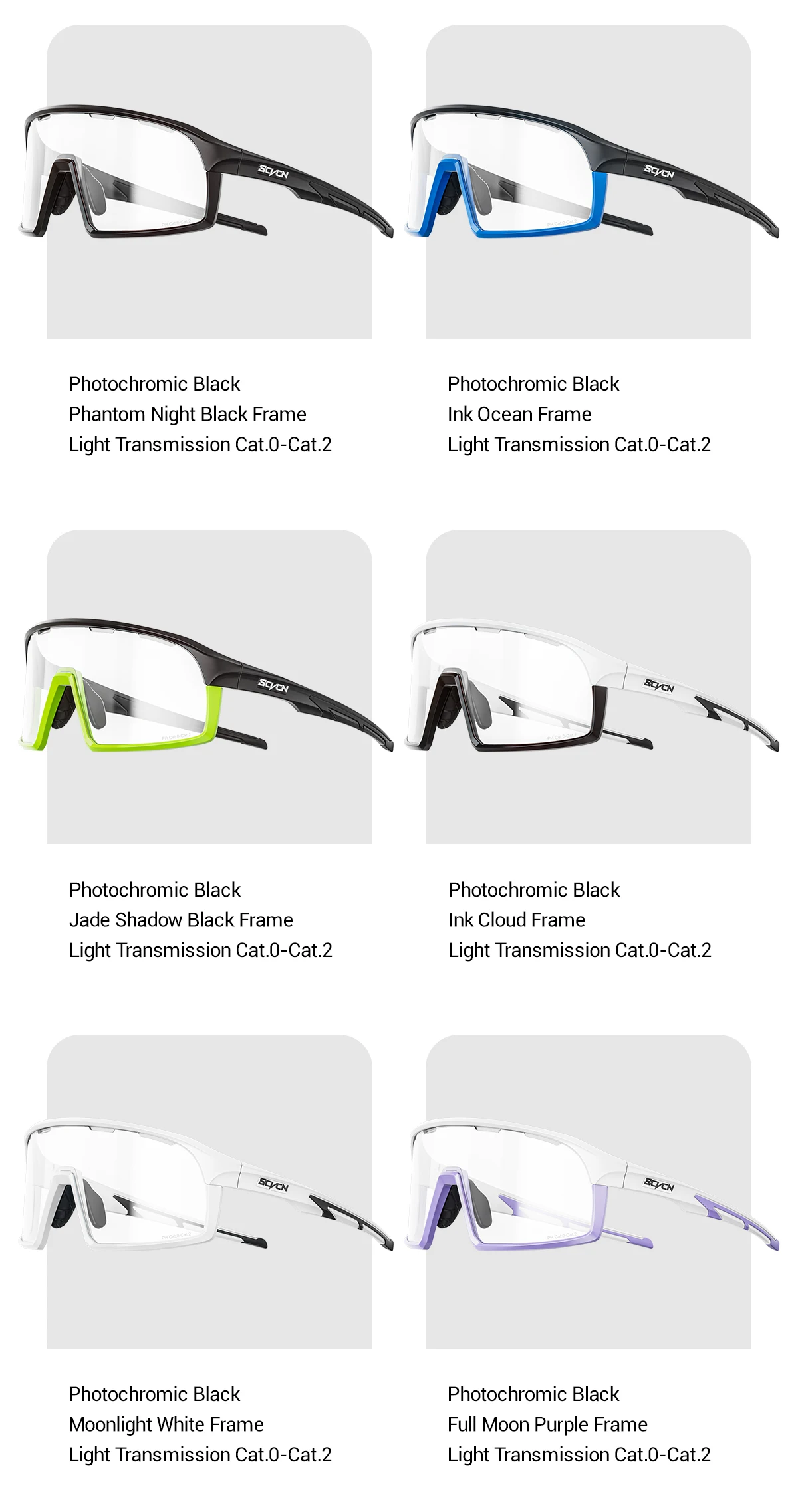 SCVCN Wanderbrille Fahrrad-Sonnenbrille für Männer und Frauen Photochrome Outdoor-Sportbrille MTB-Brille Fahrrad-Schutzbrille UV400 – Detail 15