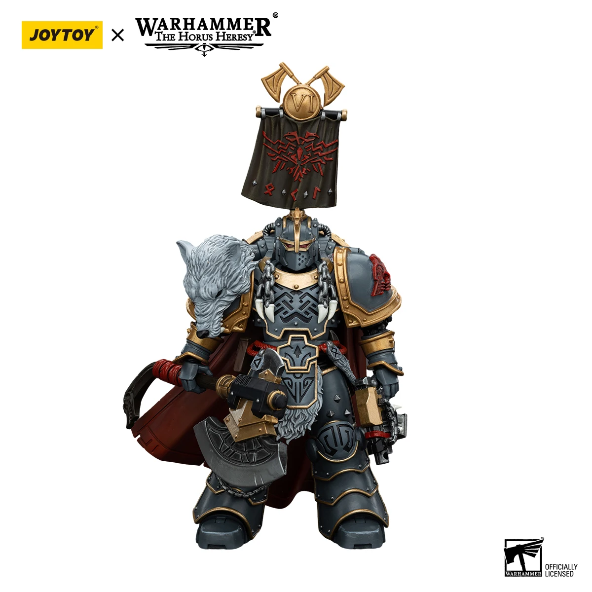 JOYTOY Warhammer 40K 1/18 figurine Space Wolves légion Praetor avec hache de puissance et bouclier de Combat figurines d'anime jouets modèle