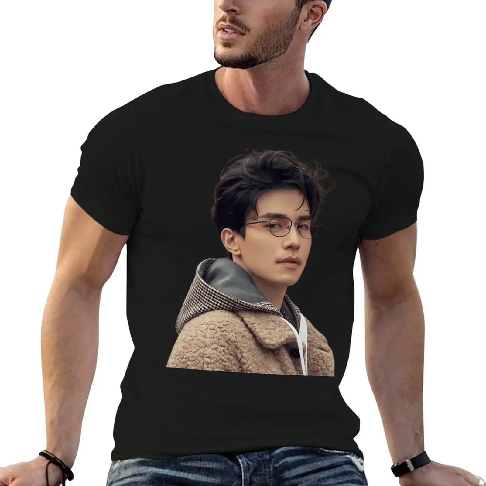 

Футболка Lee Dong Wook-V30, мужская футболка, хлопковая футболка, мужская футболка, футболка из 100% хлопка