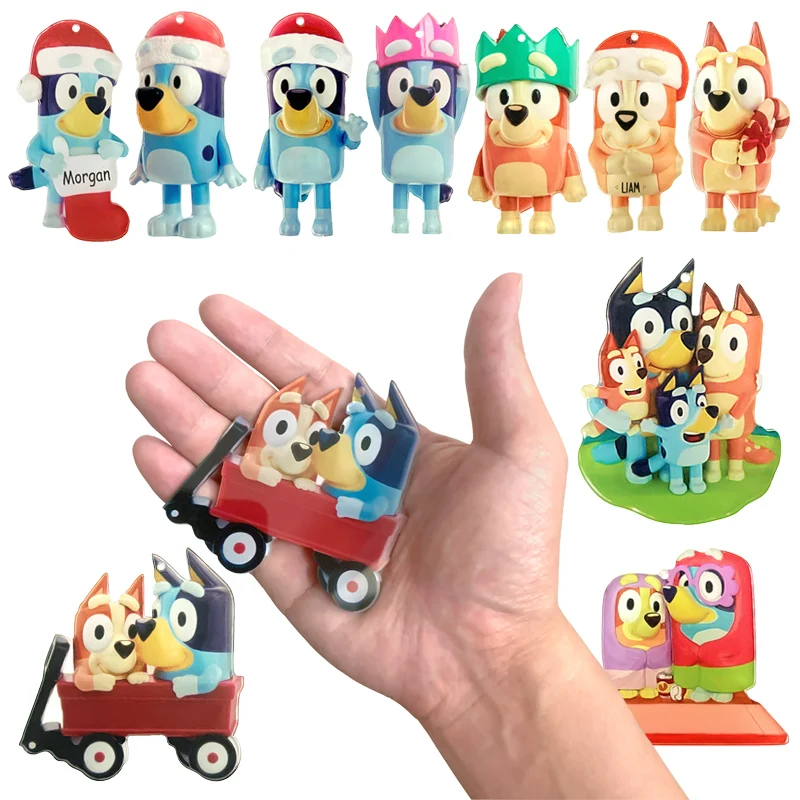 Bluey Bingo Anime Figure Print Acrylic Material Pendant Cartoon Dog Family Children Birthday Christmas Decoration Gift