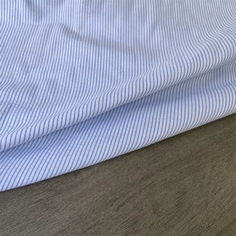 Blue and White Striped Refreshing Cotton and Linen Spring and Summer Shirt Dress Fabric