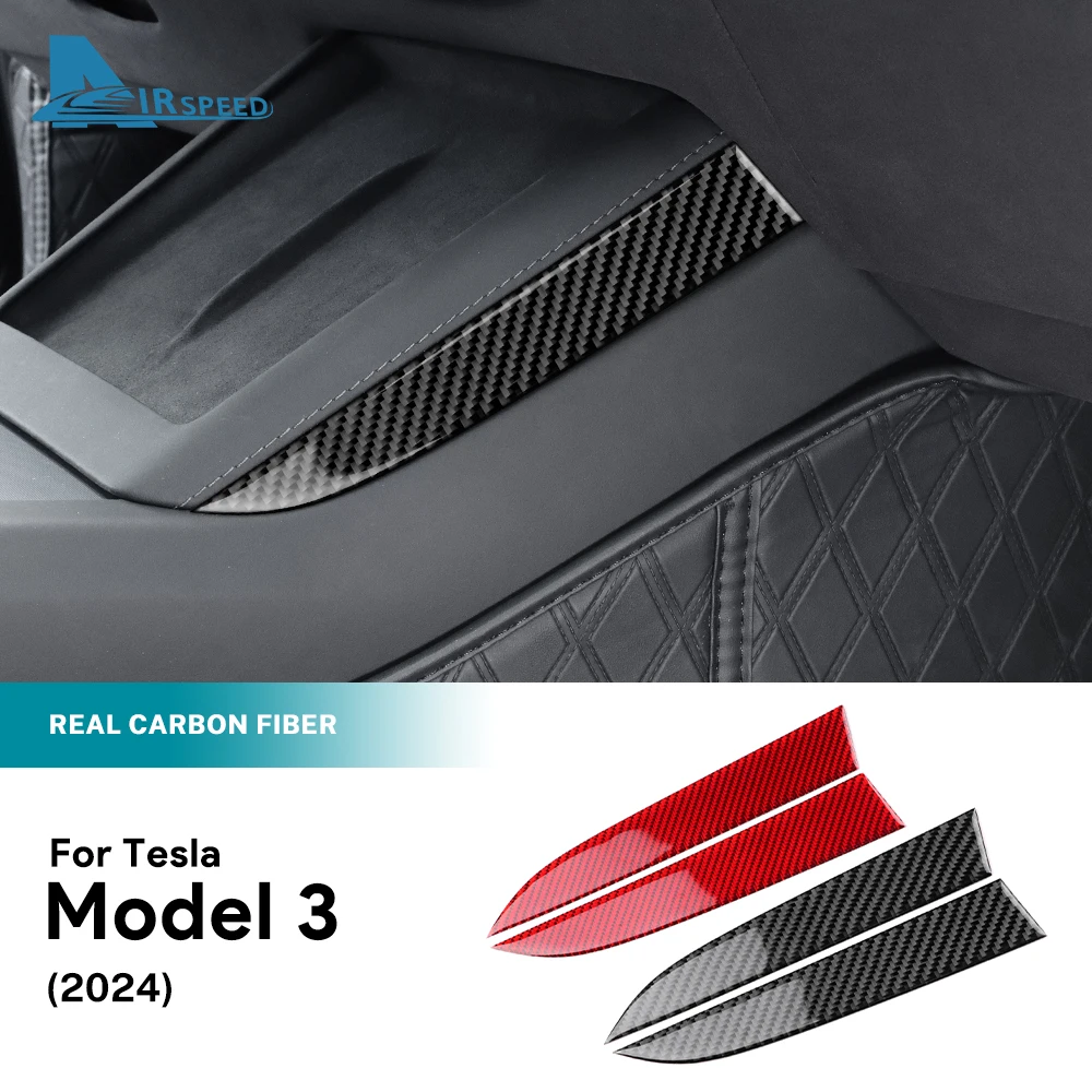 Real Soft Carbon Fiber Sticker For Tesla Model 3 Highland 2024 Wireless Charging Side Car Interior Trim Decoration Accessories