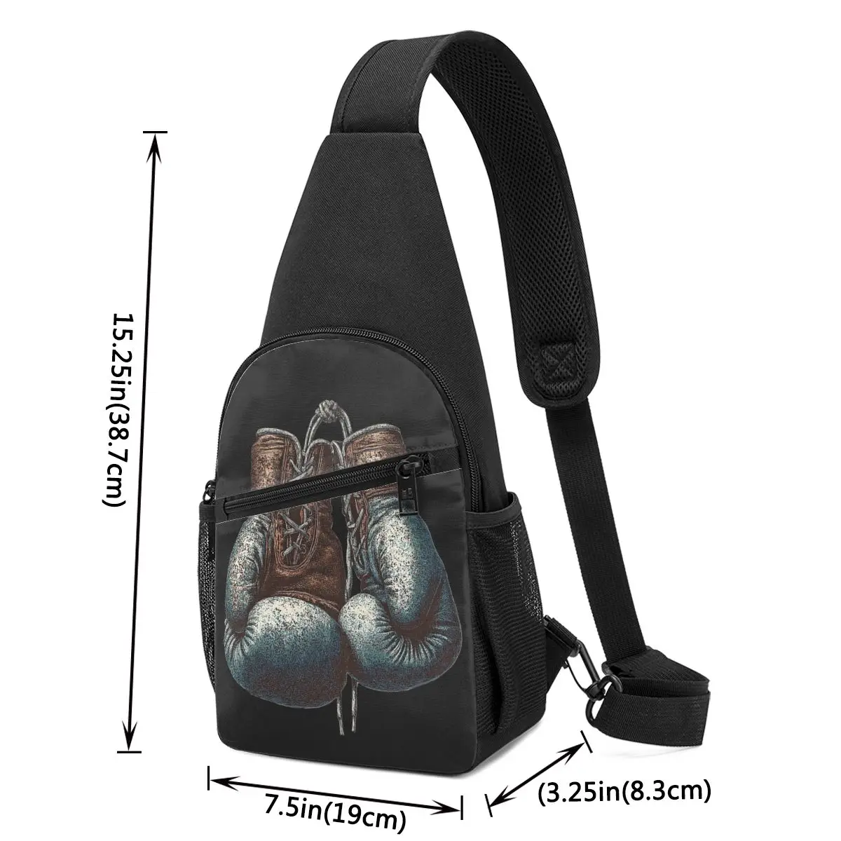 Boxing Kickboxing Boxing Gloves Chest Bag Men Sling Crossbody Backpack Chest Bag Traveling Hiking Daypack Shoulder Bag