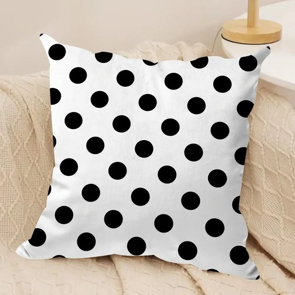 Polka Dot Kissenbezug, doppelseitig, 2D-Druck, weicher Polyester-Kissenbezug, Wohnzimmer, Schlafzimmer, Sofa, Couch, Retro-Dekor, verspieltes Geschenk