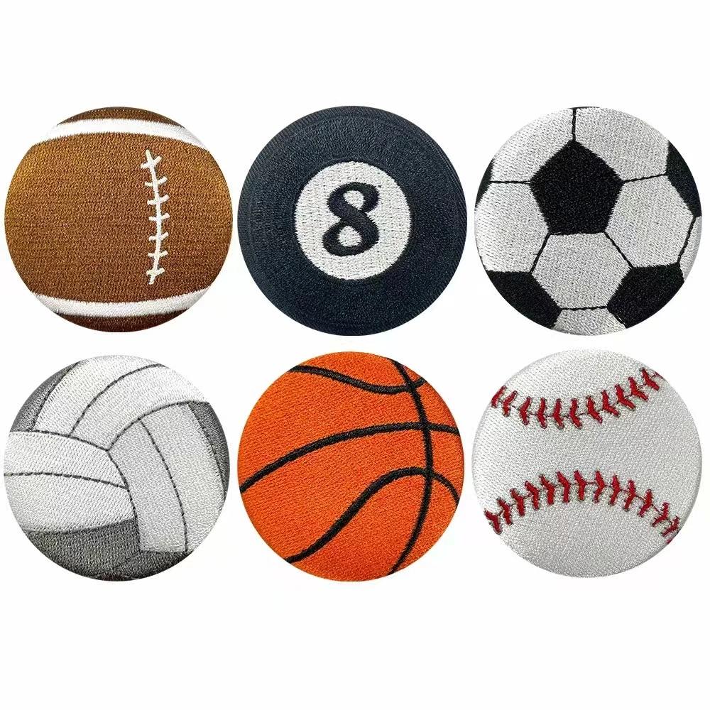 Six Kinds Of Ball,Volleybal, Basketball,Rugby,Football, Billiards And Other Embroidered Brooch Decorations