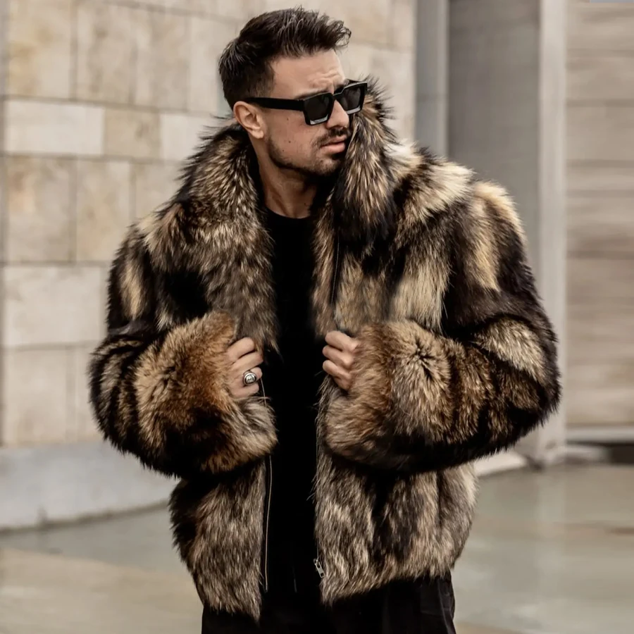 

Men's Raccoon Coat Real Fur Coat Men Winter Jackets 2024 Luxury Bomber Jacket High Quality New Arrival