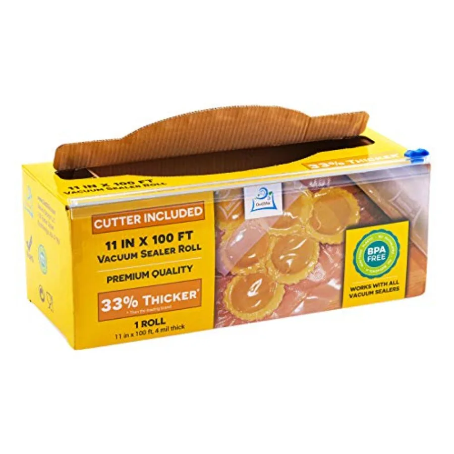 

11 x 100' Vacuum Sealer Bags Rolls Dispenser Cutter Box - BPA Free 4 mil thick - Great for Sous Vide - Works with Food Saver Ma