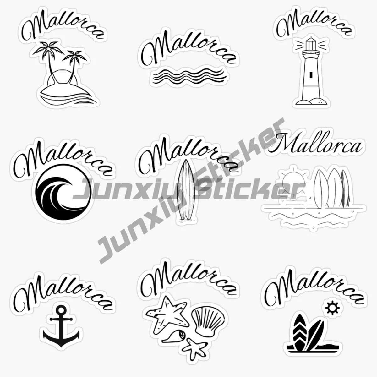 

Black and White Spain Mallorca Landscape Car Stickers Vinyl Self-adhesive Decor Decal