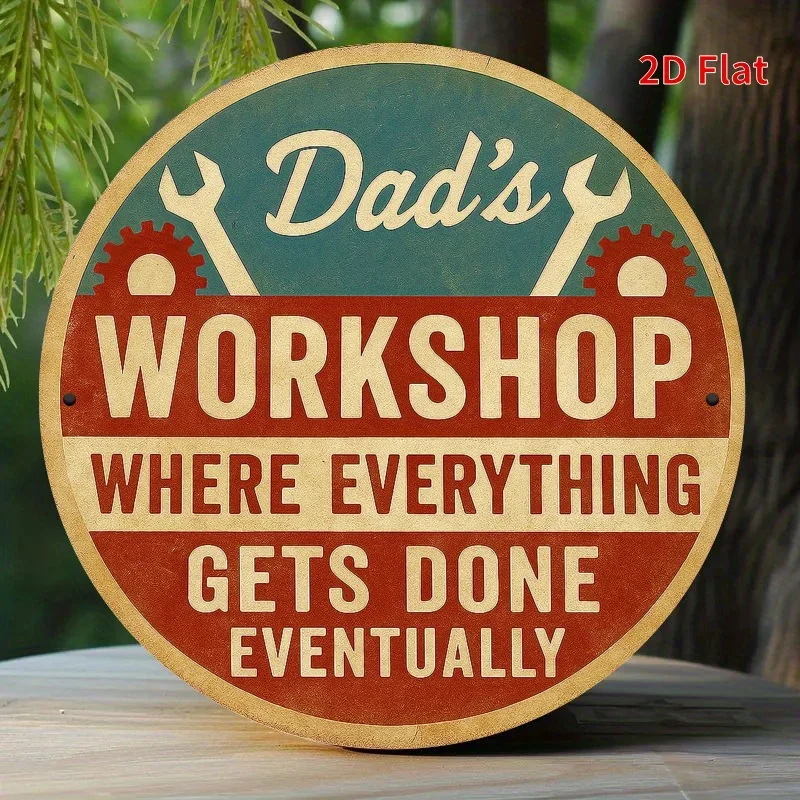 Vintage Dad's Workshop Metal Sign - Garage Decor with Funny 