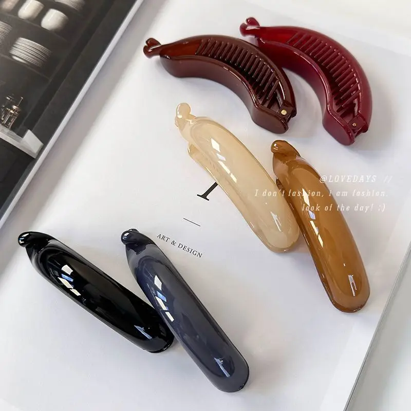 Korean Simple Temperament High Ponytail Buckl Clip Headband Retro Twist Hair Clip 2024 New Womans Hairpins Solid Color Barrettes