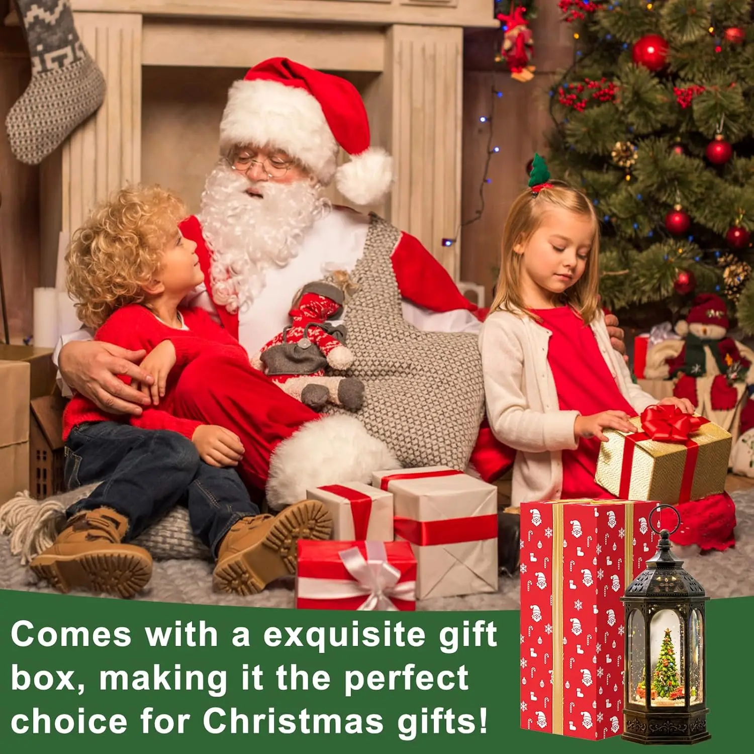 كرات الثلج لعيد الميلاد، قطار دوار حول فانوس الماء لموسيقى شجرة عيد الميلاد، 8 موسيقى عيد الميلاد، يعمل بمنفذ USB وبطارية، Ho