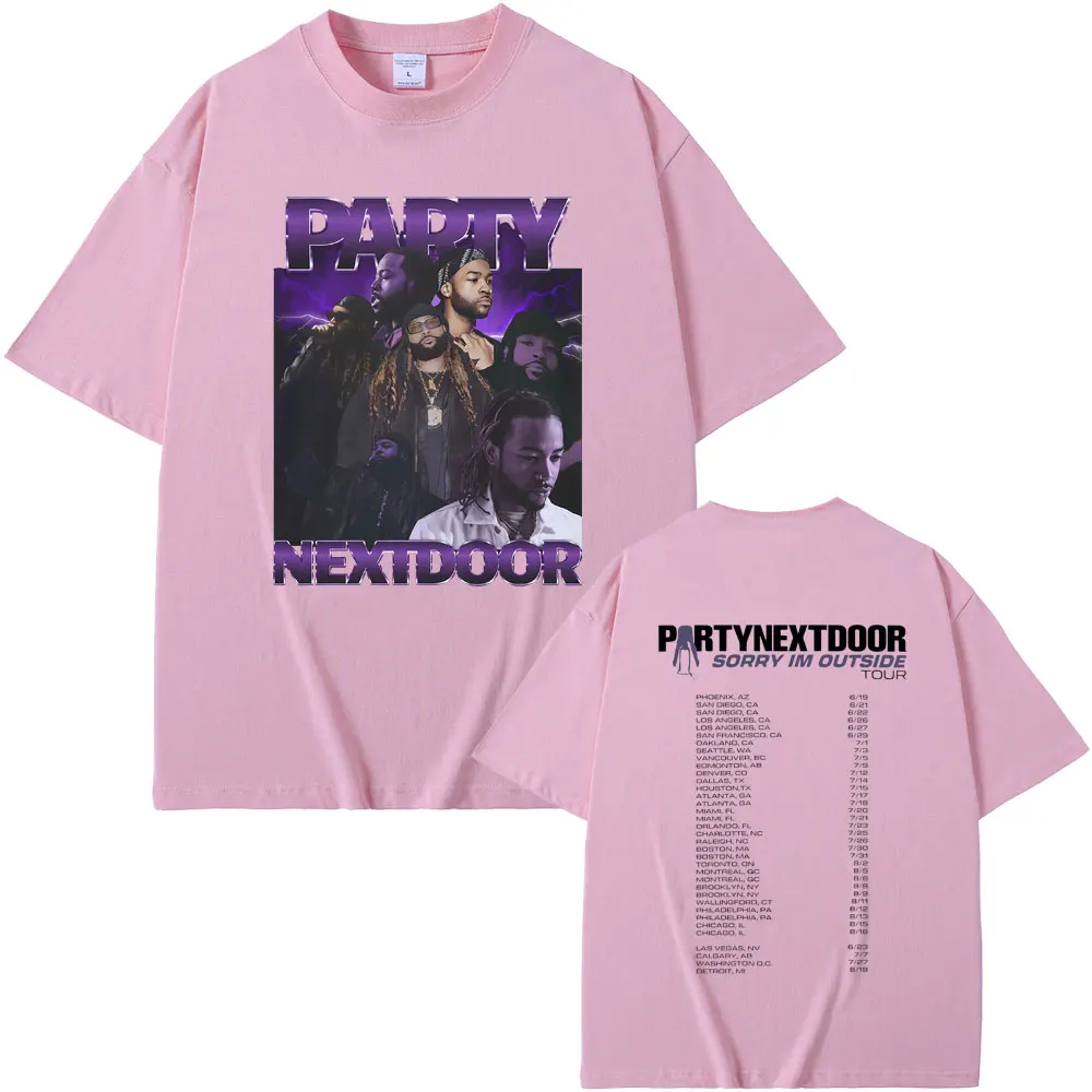 Rapper Partynextdoor Sorry Im Outside Tour T-Shirts Heren Hiphop Oversized Tshirt Heren Katoenen T-Shirts Heren Vintage Streetwear