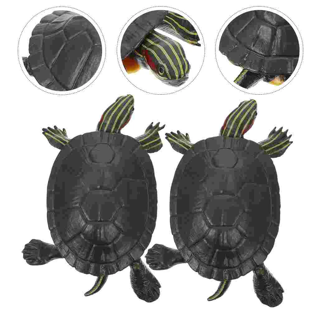 

2 Pcs Statue Artificial Sea Turtle Child Animal Figures Plastic Tortoise Simulation Model Toy