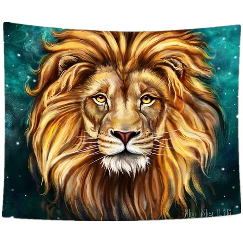 Lion By Ho Me Lili Tapestry Cool Painting Art Indian Wild Animal Wall Hanging Home Decor For Apartment