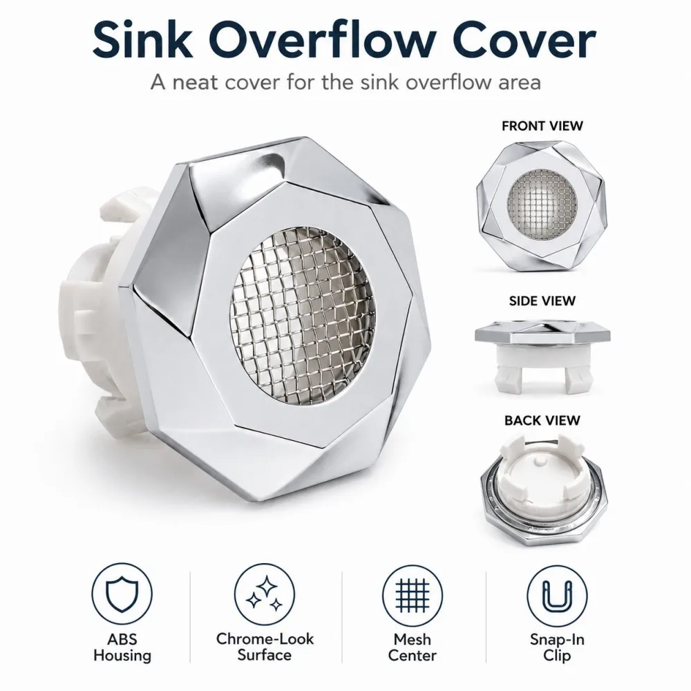 1-50Pcs Wash Basin Overflow Insert Drain Cover Perforated ABS Body Snap in Clips Sink Overflow Hole Replacement Trim