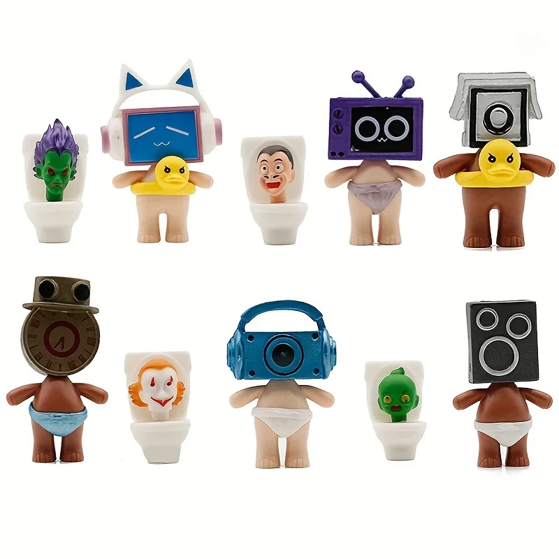 10pcs Funny Toilet Battle Action Figures Surveillance Hero Model Toy Statue