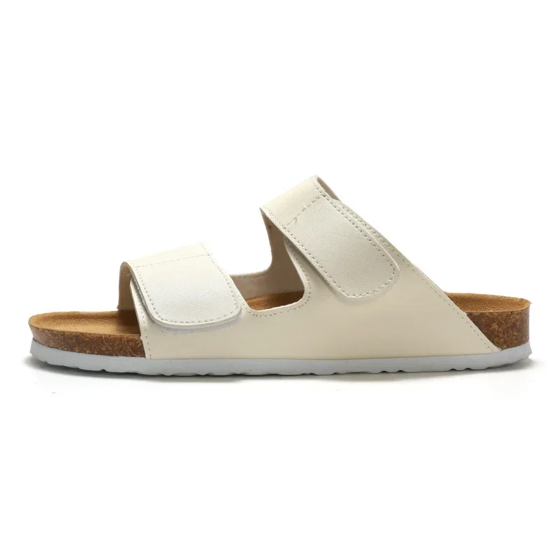 

Легкие нескользящие абразивные кожаные повседневные пробковые тапочки для мальчиков, удобные хипстерские студенческие шлепанцы, пляжная обувь с двойным ремешком