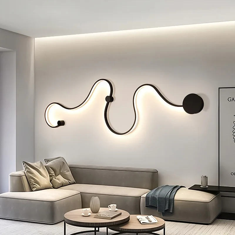 

Creative Long Strip Wall Lamp Nordic Bedroom Bedside Living Room Interior Decoration Simple Modern Hallway LED Bracket Light