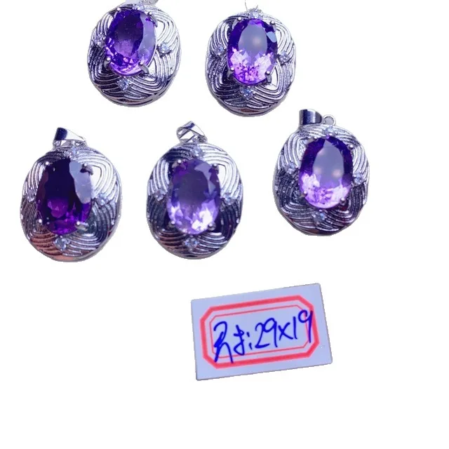 1pcs Natural Amethyst Firework Cut Inlay Pendant Charms for DIY Bracelet Necklace Jewelry Making Wholesale 29x19mm