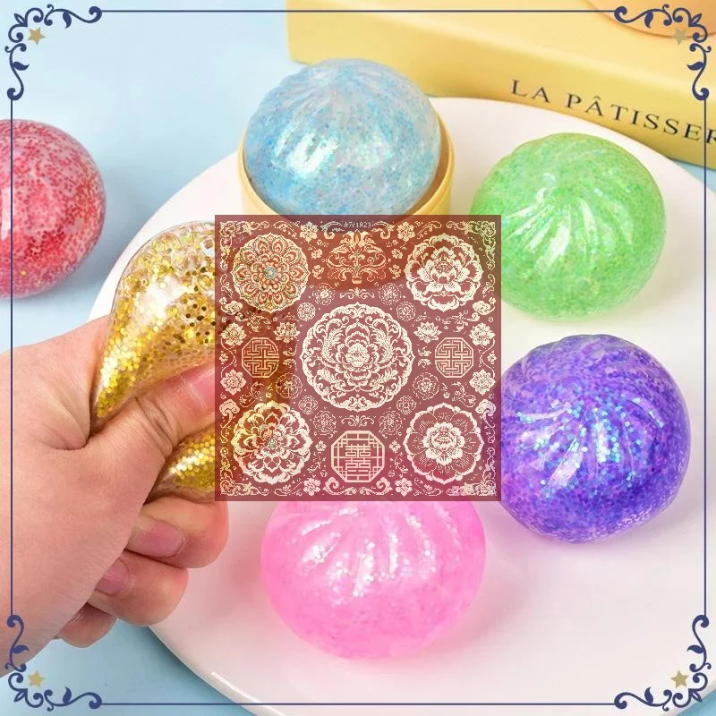 Glitter Mochi : Realistic Steamer Bun Stress Reliever, Sensory Fidget For Anxiety Relief, Silent Office Focus Tool