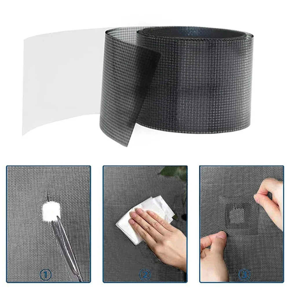 2M Door Window Screen Repair Tape 5cm Width Super Strong Adhesive Waterproof Fiberglass Instantly Covering Mesh Hole Tears Tape