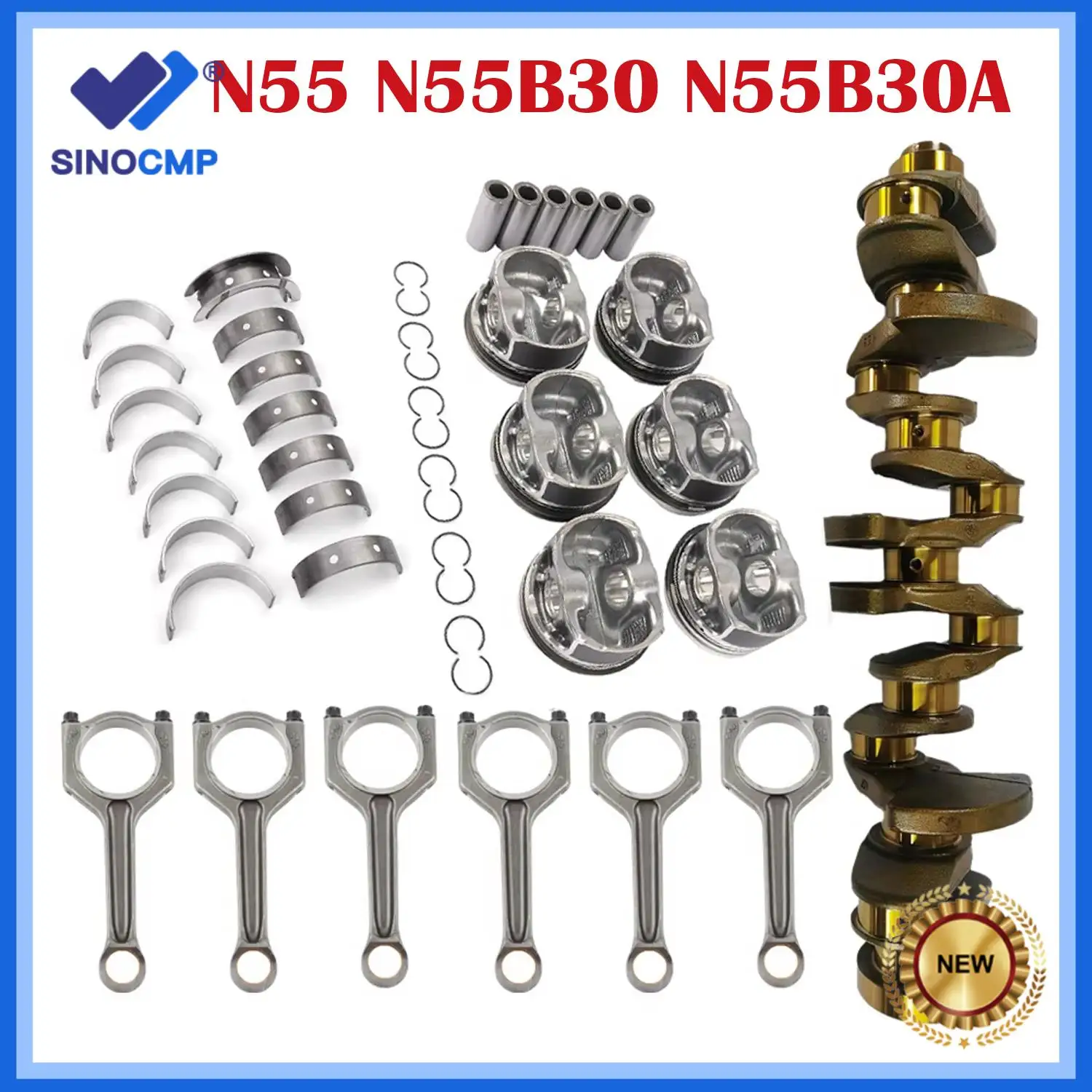 

1 комплект N55 комплект для капитального ремонта двигателя, набор поршневых колец для двигателя BMW F30 F10 35i 40i M2 M3 M4 3.0L Turbo L6 N55B30 N55B30A