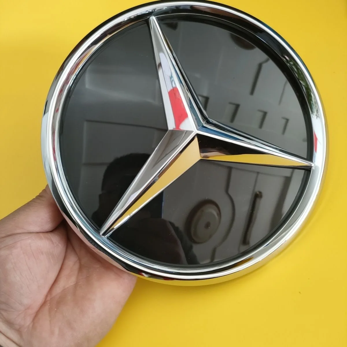 

For Mercedes Benz C A S SL CLA CLS GLA GLB ClassCar Front Grilled Star Emblem Illuminated Logo Chrome Silver And Glossy Black