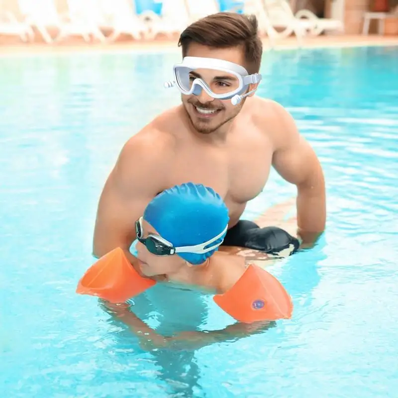 Swim Goggles For Men Wide View Swim Goggles Anti-Fog Silicone Glasses With Earplugs No Leaking Swim Snorkeling Goggles