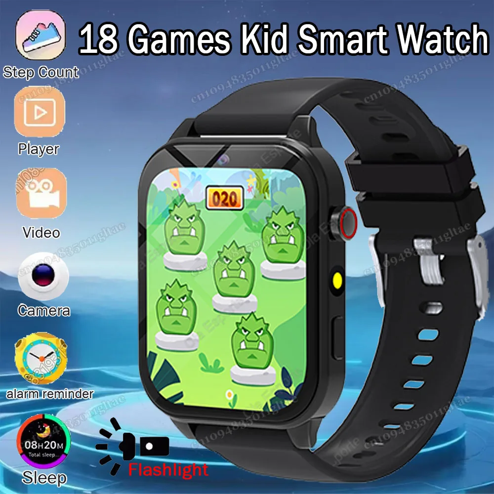 

Детские наручные часы для 18 игр, детские умные часы, шагомер, трекер, дисплей времени, калькулятор сна, секундомер, фонарик, умные часы