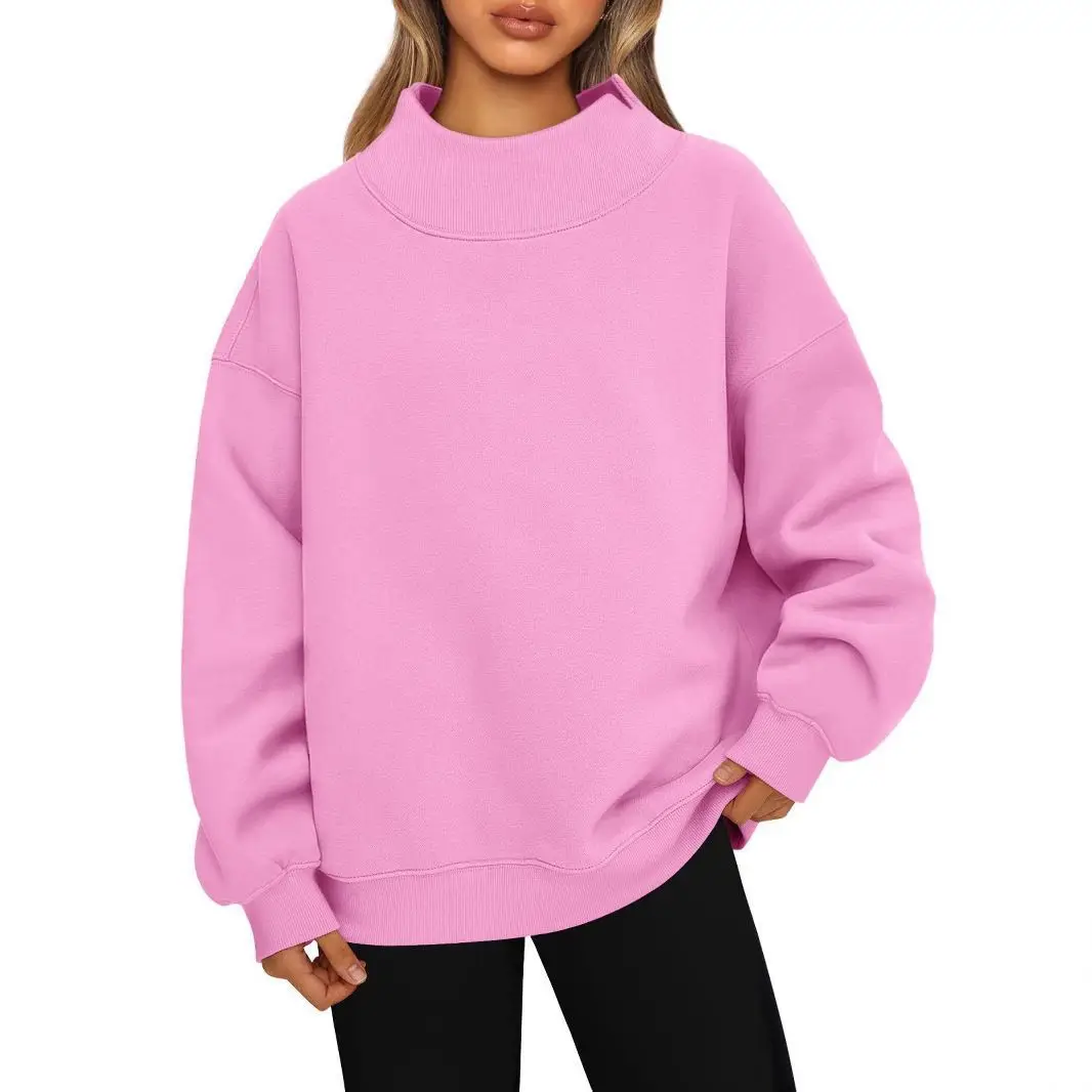 

2025 Autumn/Winter Long-Sleeved High-Neck Pullover Fleece Jogger Sweater