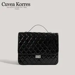 Cuvea Korres Leather Fashion Backpack Diamond College Students Large-capacity Mailman Backpack Bags for Women Designer Handbag