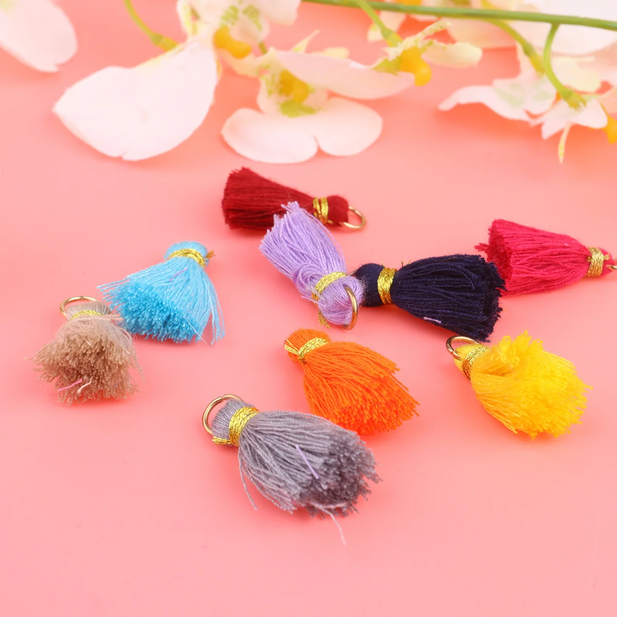 

100Pcs Tassel Pendant Artificial Silk Lightweight Cotton Line Delicate DIY Jewelry Making Keychain Bag Charm Mixed Colors