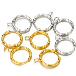 10pcs Stainless Steel Gold Color Plated Huggie Earrings Hooks with Loop Ear Post Jump Ring for DIY Jewelry Making Findings