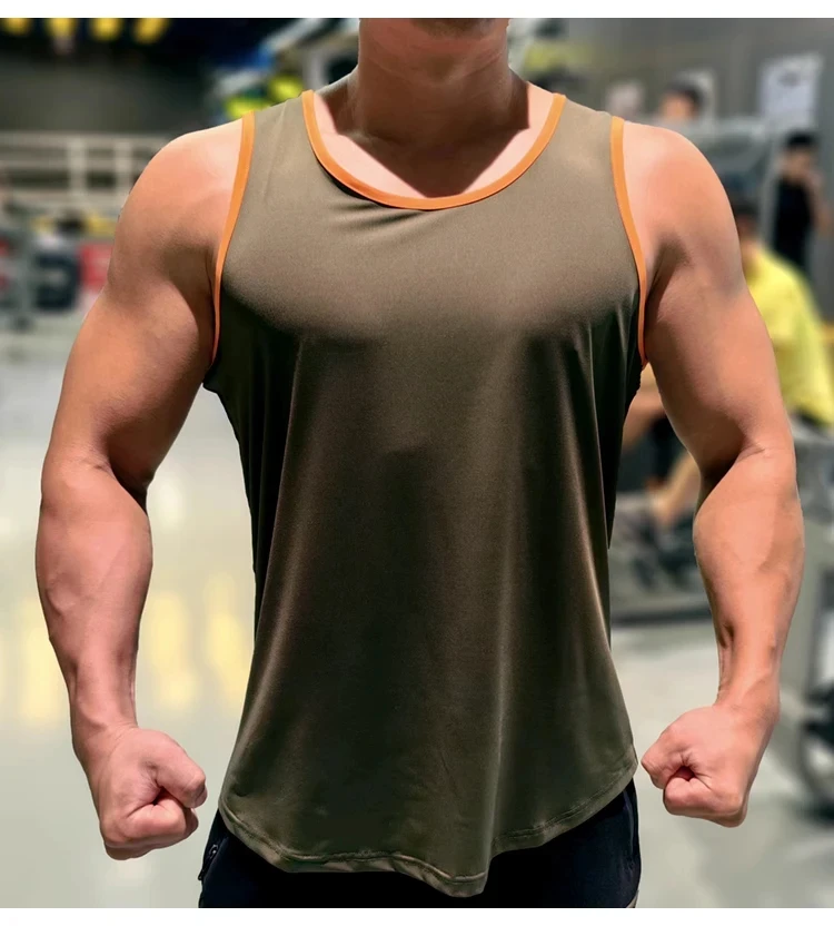 2025 New Fashion Simple Tank Tops For Men Sports Casual Summer Sleeveless Solid Color Vest Loose Crew Neck Quick Dry GYM Tees