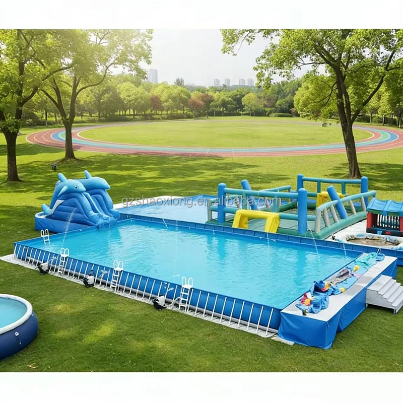 Outdoor Rectangular Customized Metal Frame Swimming Pool & Accessories for Sale