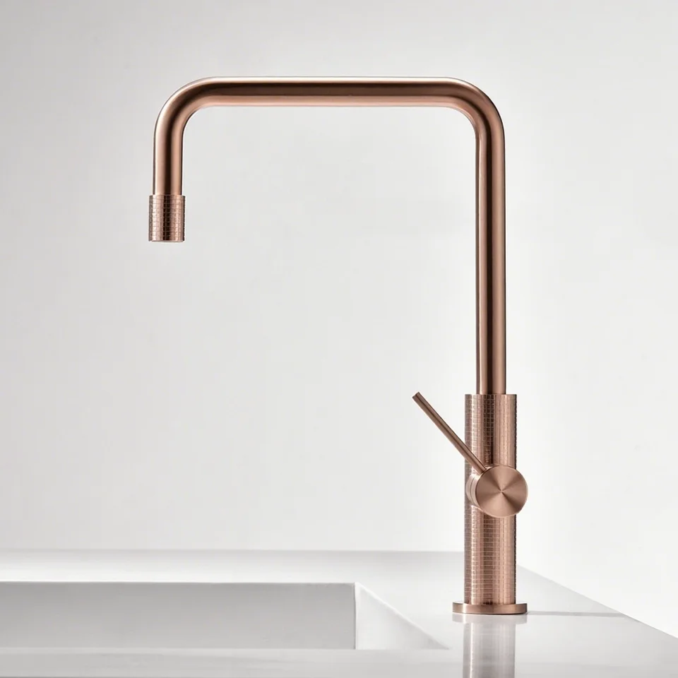 

Brushed Rose Gold Kitchen Faucet 304 Stainless Steel Rotating Sink Tap Hot Cold Water Mixer