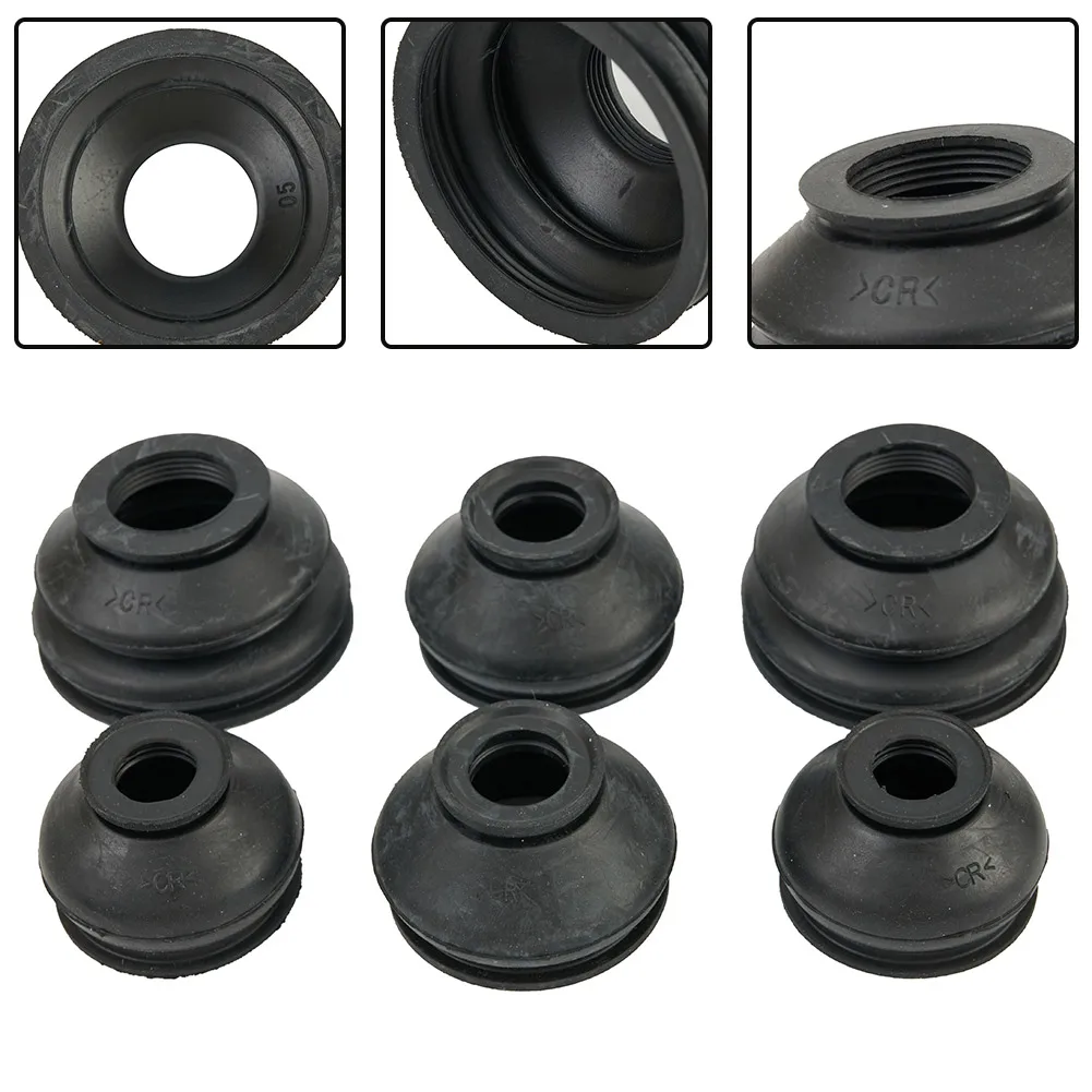 6PCS Turn To Rod Arm Ball Head Dust Protection Rubber Cover Dust Cover Boot Set Black Ball Joint Boot Universal Car Accessories