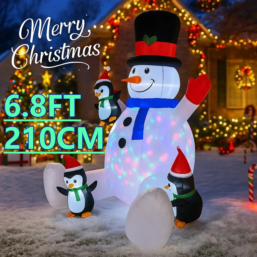 6,8 футов Рождественский праздник надувной декор для двора украшение для дома праздничные игрушки подарки поставки Декор светодиодный снеговик пингвины Рождество на открытом воздухе