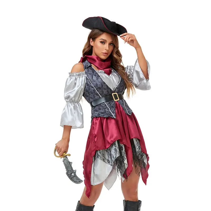 

2023 Women Halloween Captain Pirate Cosplay Costume Hen Party Pirates Masquerade Fancy Dress of the Caribbean