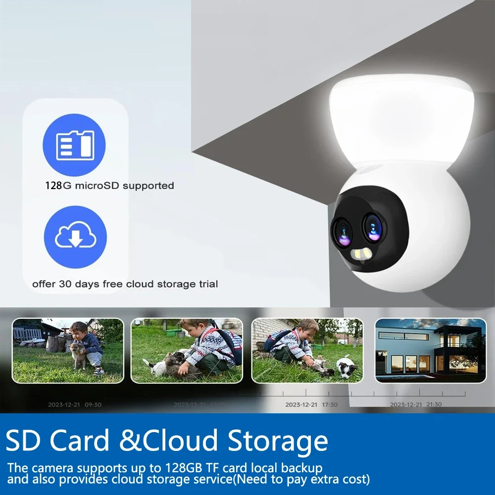 8MP Carecam APP 10X Zoom PTZ IP Camera Security WiFi Dual Lens Color Night Vision Outdoor Auto tracking Intercom Baby Monitor