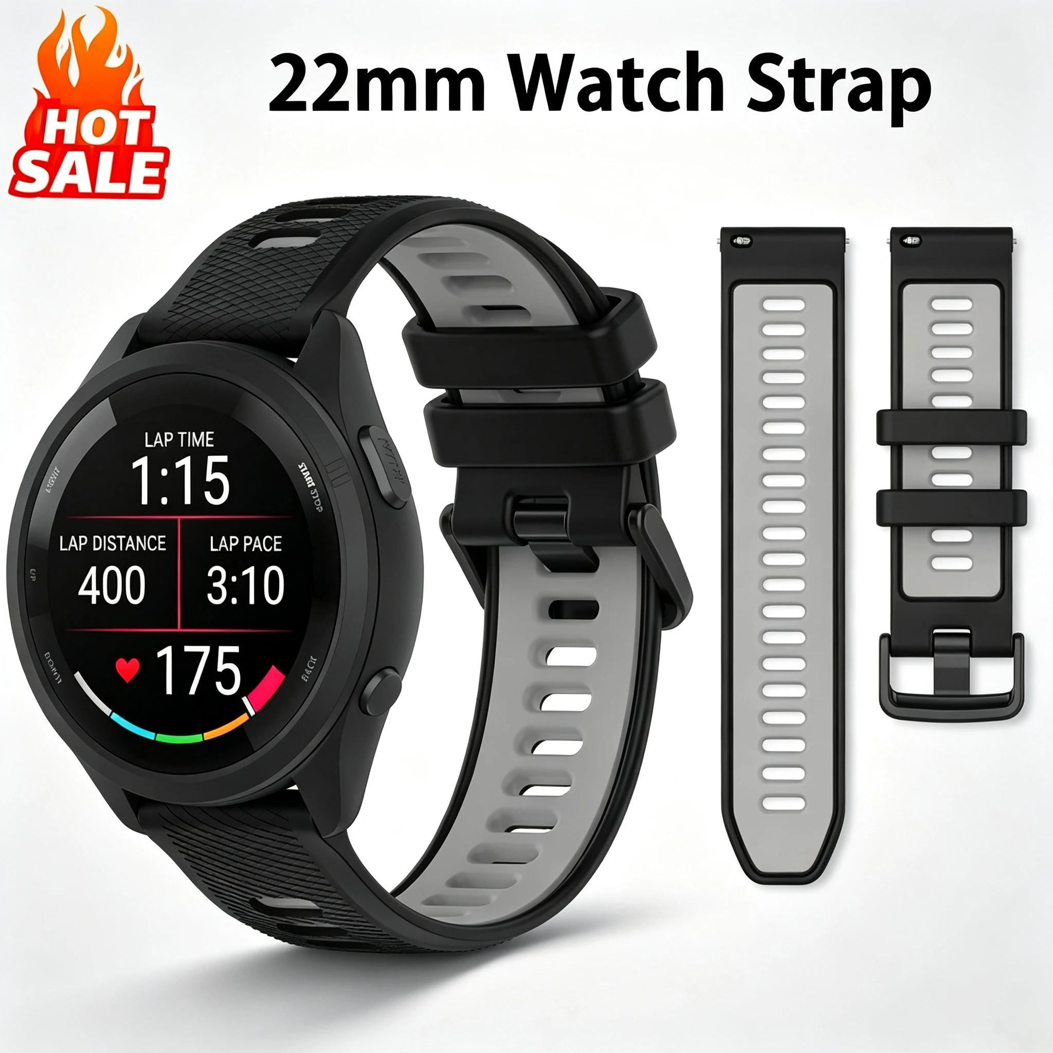 Offizielle Silikonbänder für Garmin Forerunner 265 Ersatzarmband für Forerunner 265 255 Music Vivoactive 4/Venu 4 45MM 22mm Uhrenarmband