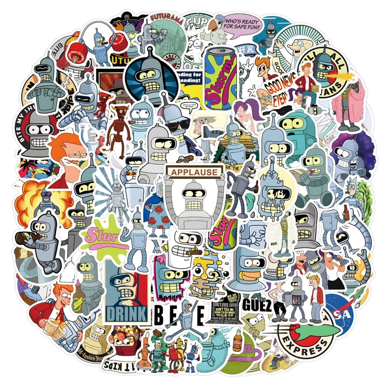 10/55/110PCS  Disney Futurama Aloa Mars Anime Stickers Cool Graffiti Sticker Helmet Guitar Luggage Cartoon Decals for Kids Toy