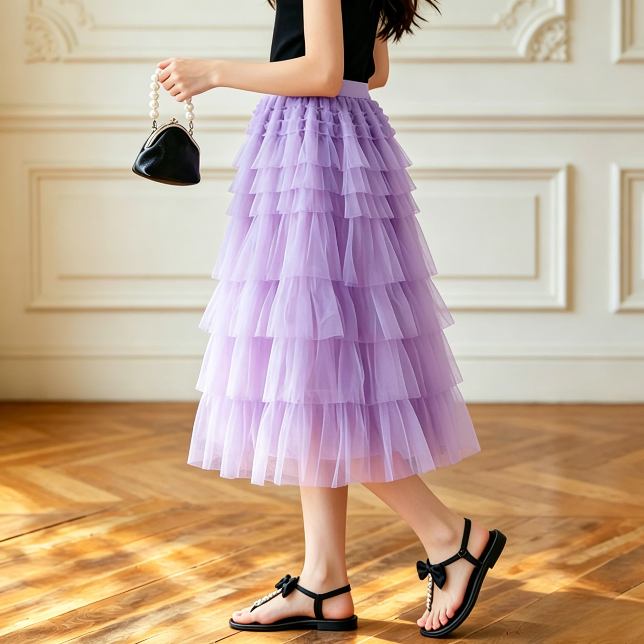 Girls Tiered Skirt Fluffy Tulle Tutu Elastic Waist Princess Skirt Kids Wedding Birthday Party School Casual Bottoms 3-12 Years