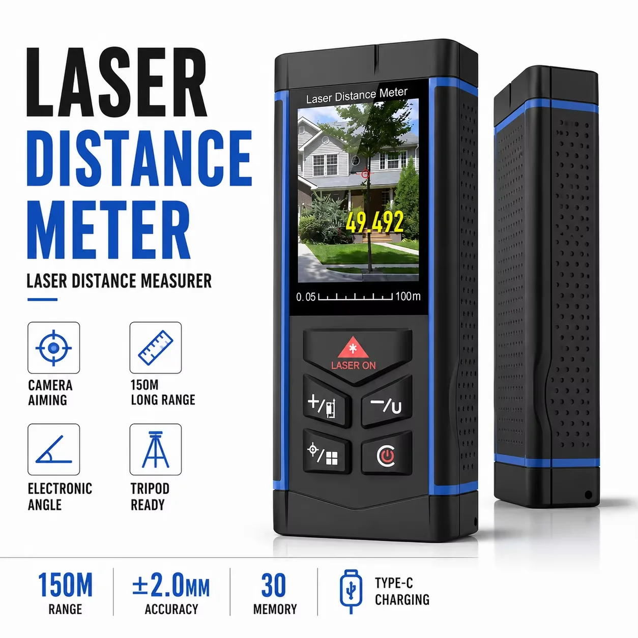 Laser Rangefinder 150M Outdoor - Medidor de Distância a Laser 150m,