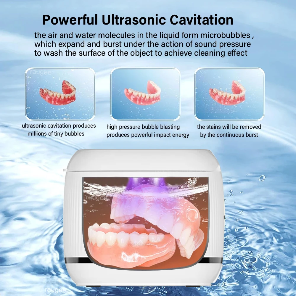 เครื่องทําความสะอาดอัลตราโซนิกสําหรับฟันปลอม เครื่องทําความสะอาดอัลตราโซนิกมืออาชีพ นาฬิกาเครื่องประดับทันตกรรม เครื่องทําความสะอาดอัลตราซาวนด์จัดฟัน