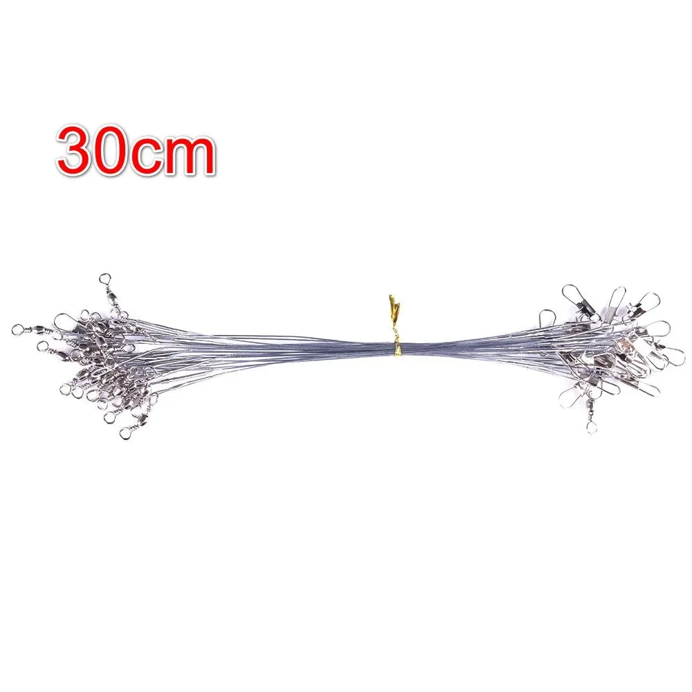Anti-Biss-Stahl-Angelschnur, Stahldrahtvorfach mit Drehgelenk, Angelzubehör, Bleikern, Leine, Angeldraht, 15 cm, 20 cm, 25 cm, 30 cm